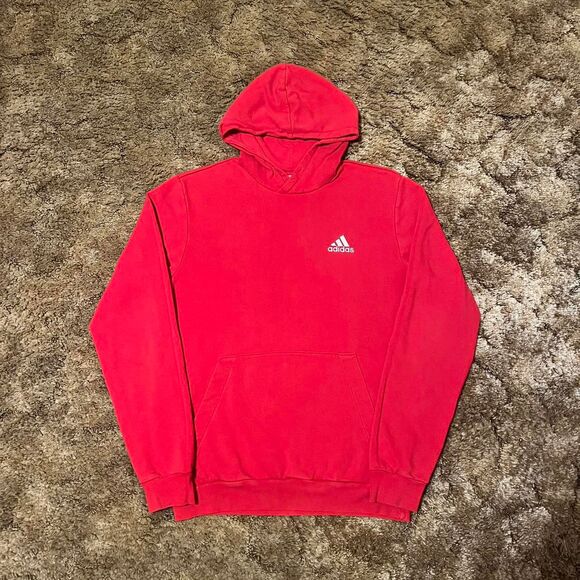 Adidas Small Logo Hoodie Red Medium - Picture 1 of 5